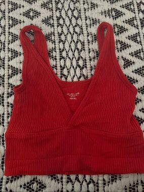 Urban Outfitters out from under Ribbed V Crop Tank in orange/Red
